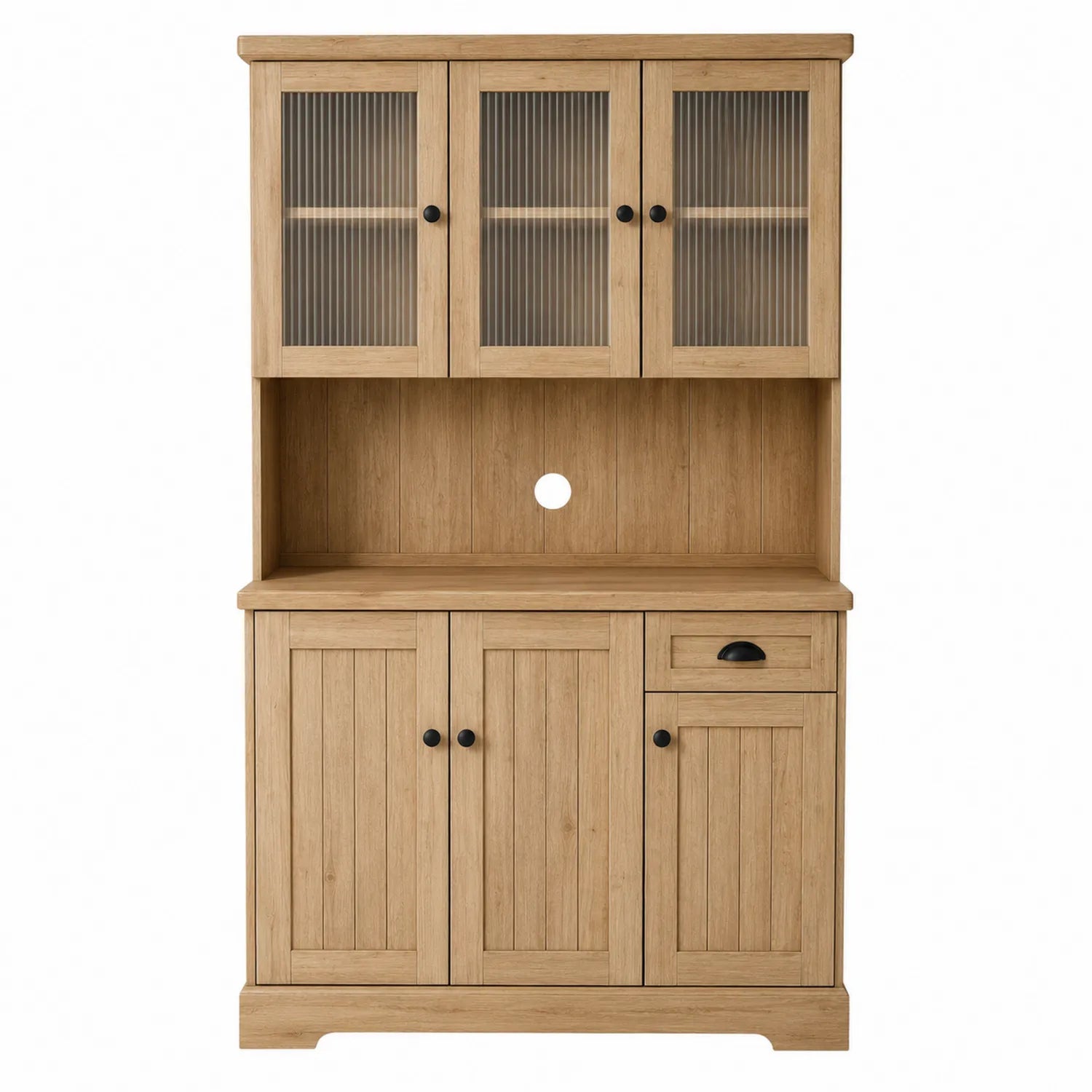 Armario de madera con puertas de vidrio acanalado 200x120x40 cm