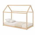 Cama infantil de madera de pino con forma de casa, 200 cm x 90 cm