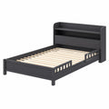 Cama individual con estantería de madera gris 200x90 cm