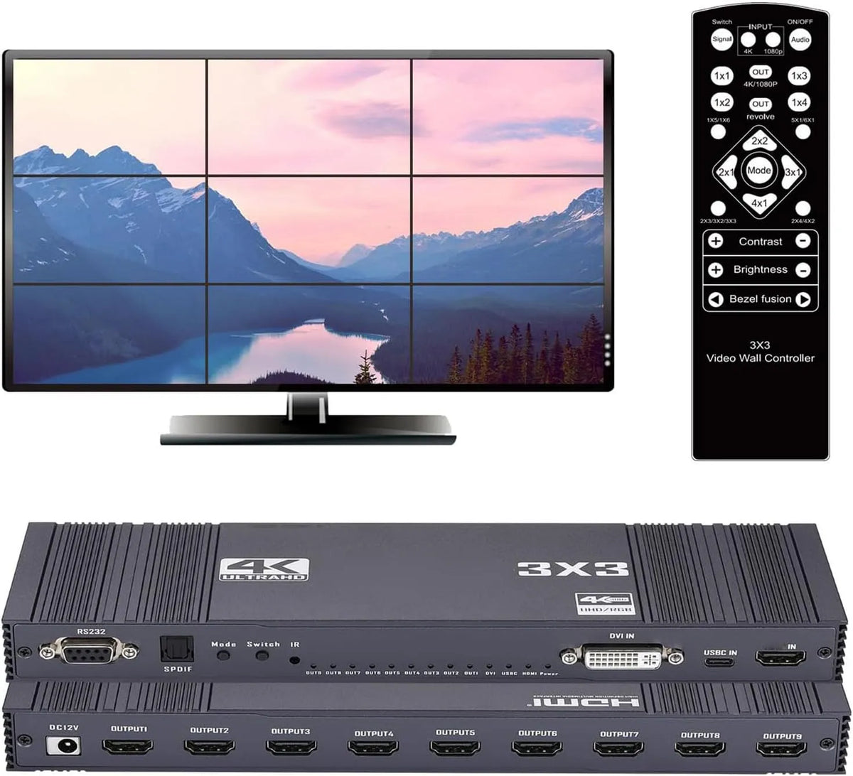 Videowall-controller, 4K-signaalverdeling voor meerdere beeldschermen