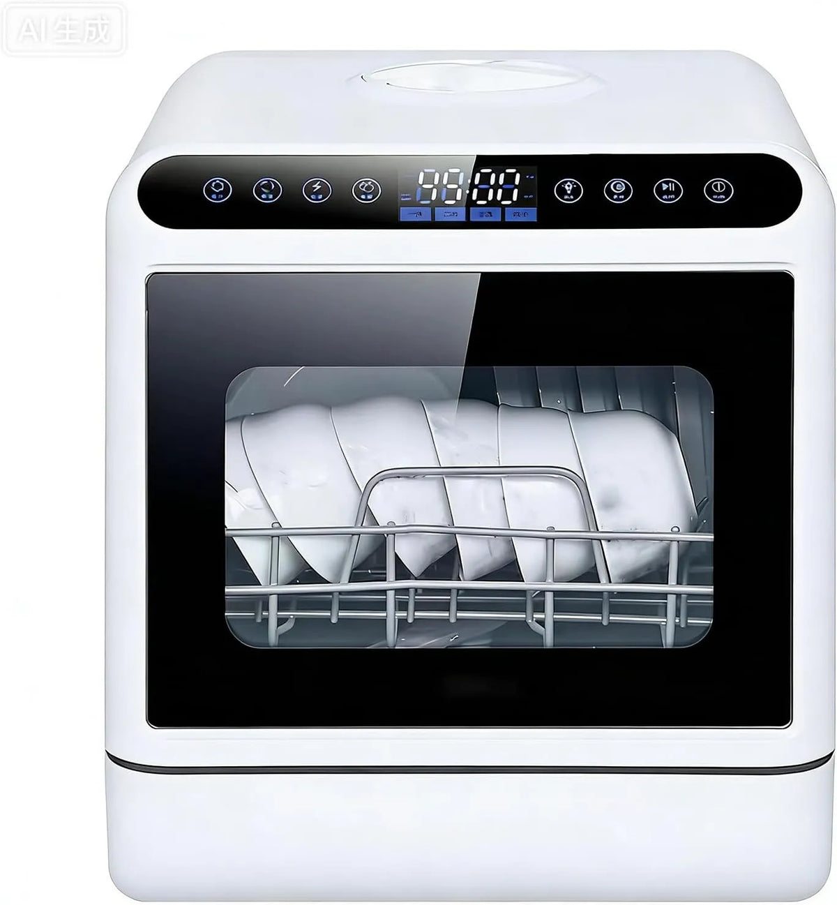 Vaatwasser, 4 Programma'S, Tafelmodel, Compacte Tafel Mini 5L, Dubbele Watertoevoer En Touchbediening, Voor Kleine Gezinnen En Stellen
