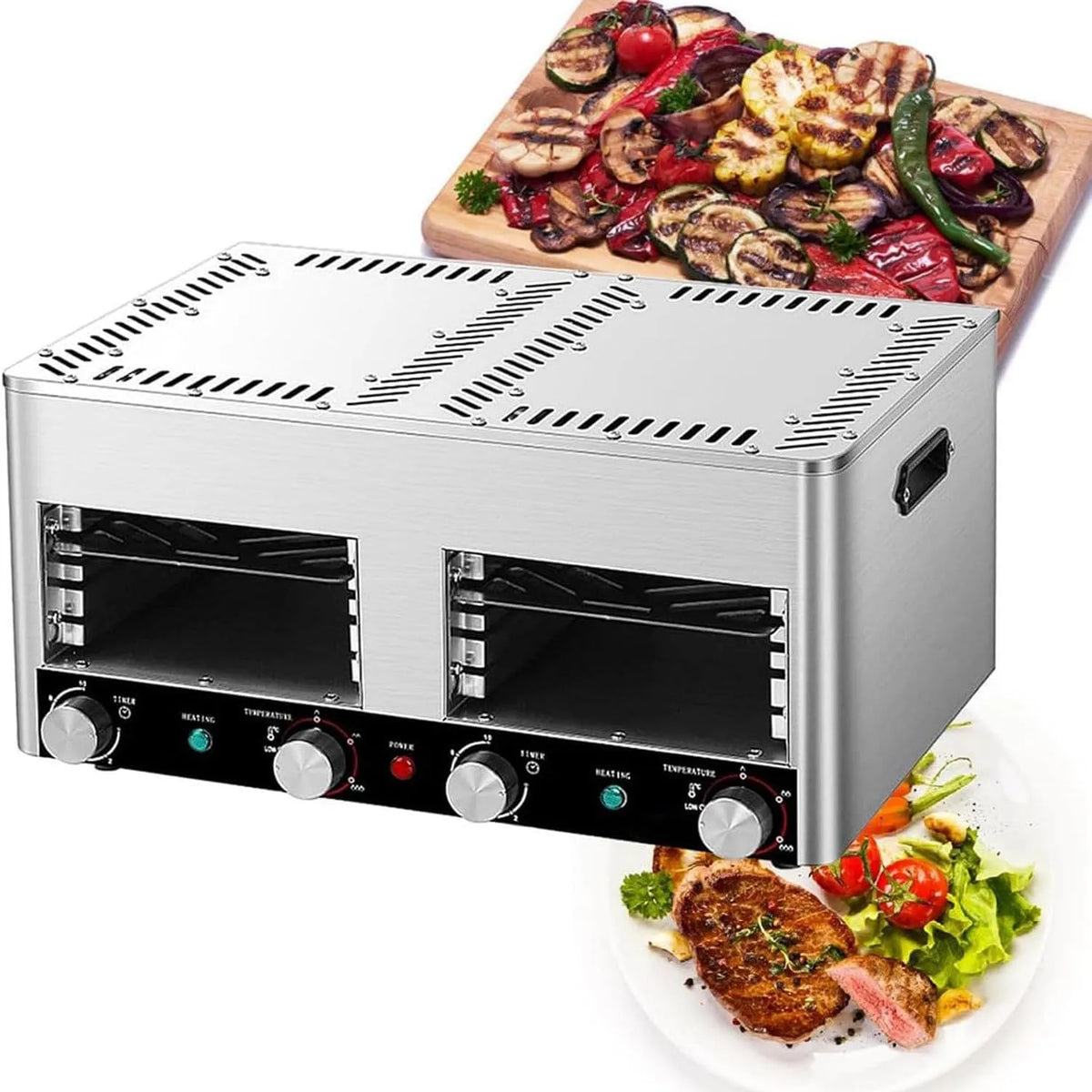 Elektrische oven, 3400W, Elektrische steakgrill, commerciële met 4/8 lagen, geschikt voor binnengebruik, met instelbare tijd