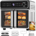 XXL 23L airfryer, Emphsism, Mini-oven met variabele Flex-Zone, met dubbele kamer en openslaande deuren, Onafhankelijke temperatuurregeling