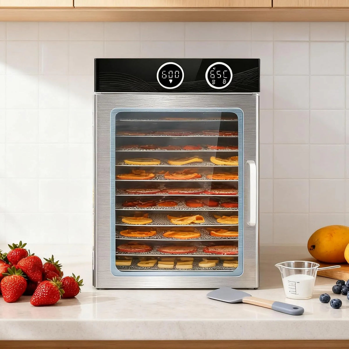 Commerciële Droogmachine Van 800w/1200w Met 6/12 Roestvrijstalen Trays, Grote Droger Voor Gedroogd Rundvlees/Fruit/Groenten/Hondensnoepjes