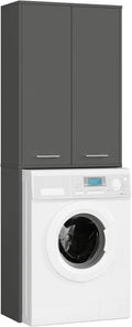 FIN 180 B 64 wasmachine-opbergrek, 30 cm, AKORD Wasmachinekast, ombouwkast met opbergvak, 2 deuren en 4 legplanken, wasmachine-overkast