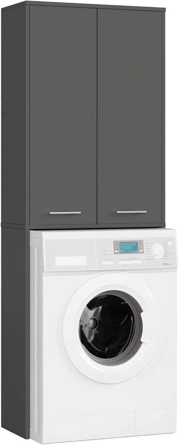 FIN 180 B 64 wasmachine-opbergrek, 30 cm, AKORD Wasmachinekast, ombouwkast met opbergvak, 2 deuren en 4 legplanken, wasmachine-overkast