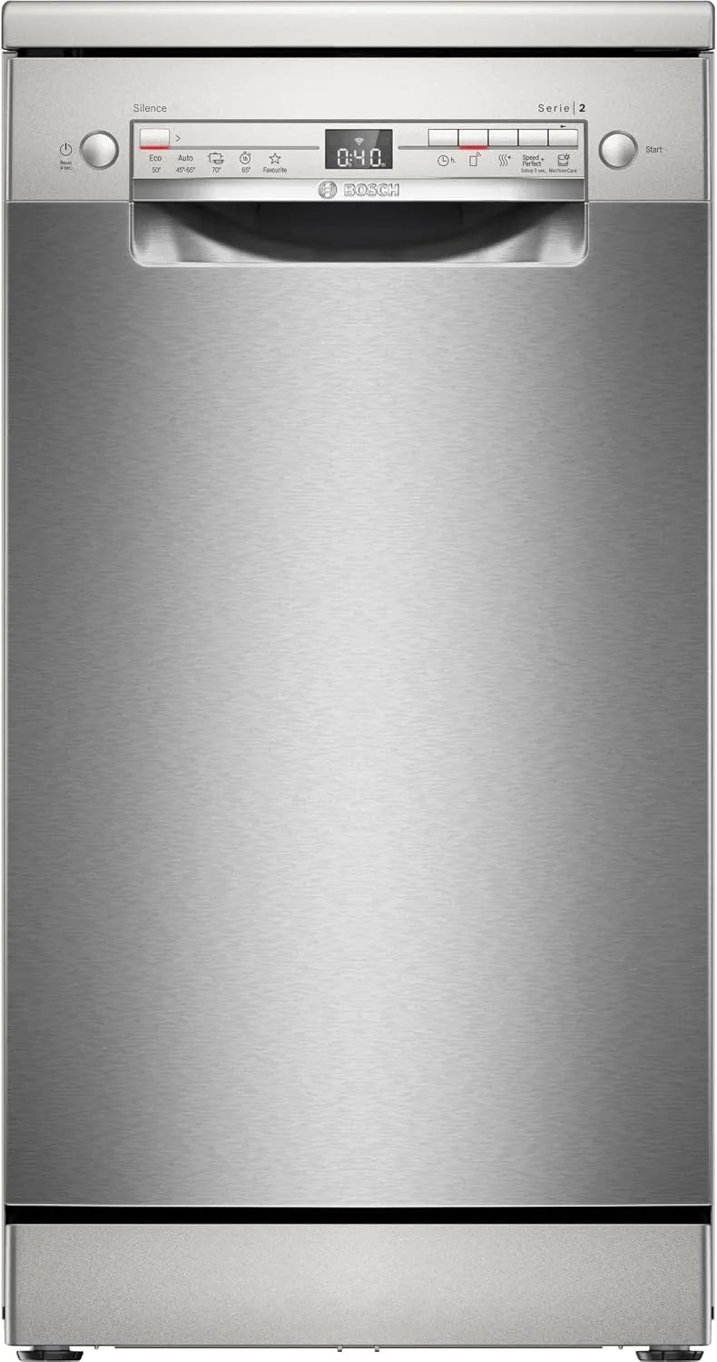 Bosch SPS2HMI42E vaatwasser, 45 cm, slimme, Silver Inox, extra drogen met één druk op de knop, in hoogte verstelbare bovenste korf, anti-vingerafdruk