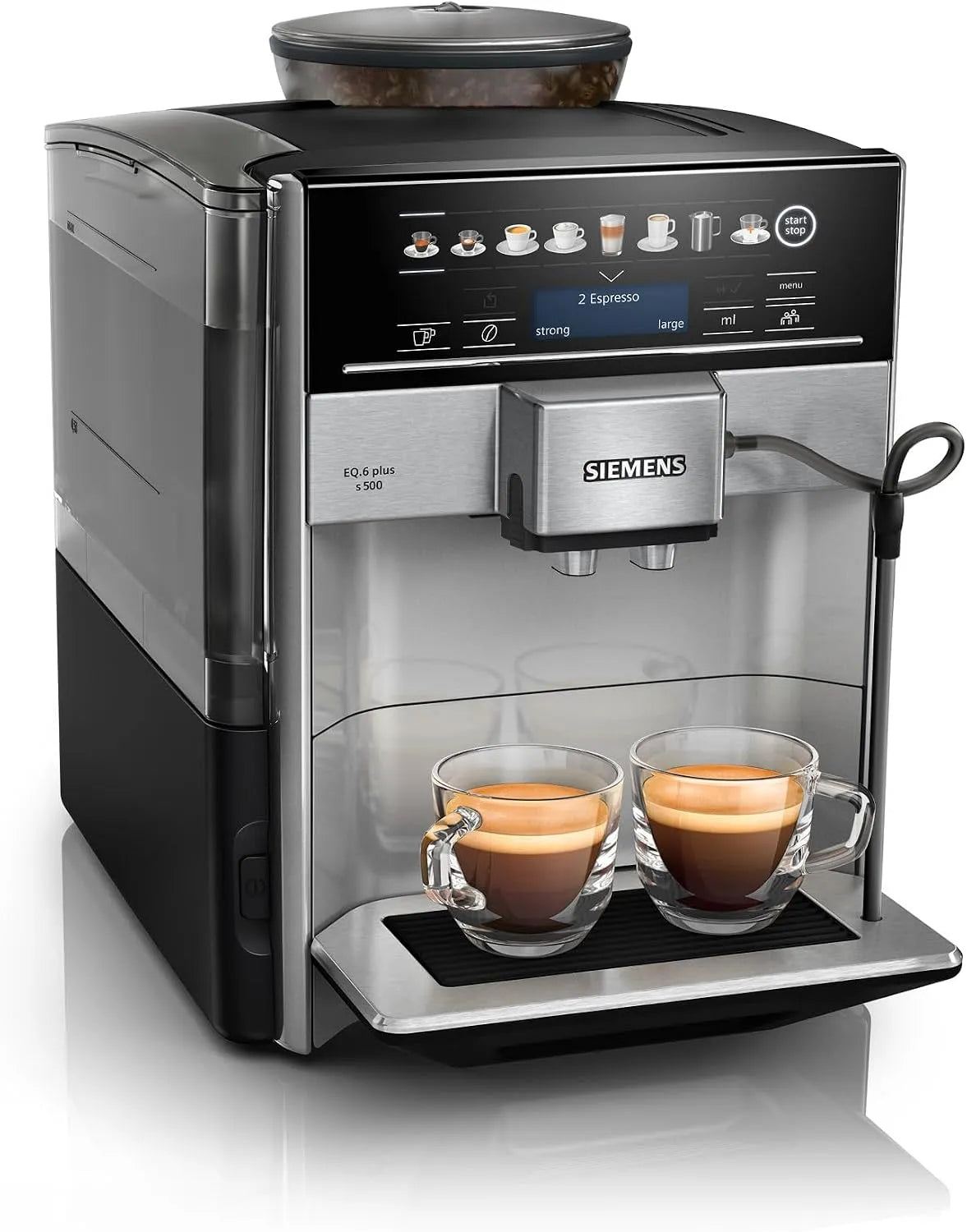 Siemens EQ6 TE655203RW volautomatische koffiemachine, touchbediening, automatische werking, zelfreinigingsfunctie, plus s500, keramische molen