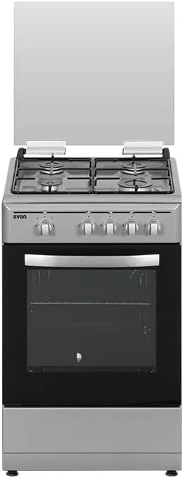 SKG4500X gaskookplaat, roestvrijstalen behuizing, Svan butaangasfornuis met gasfornuis, roestvrij staal, oven met grill, omzettingsset aardgas