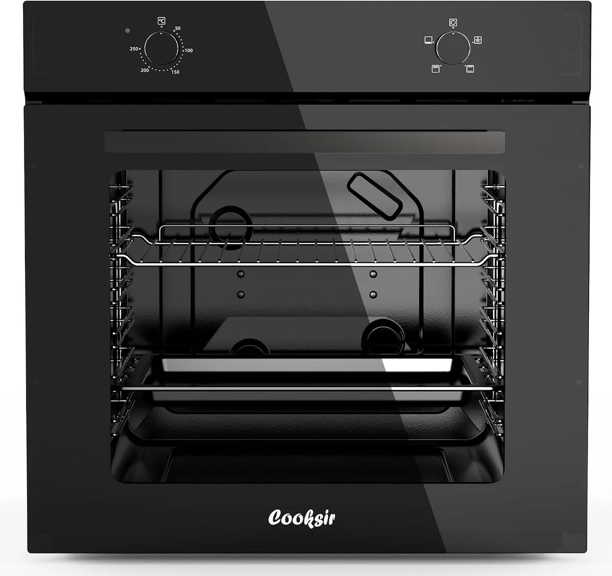 Elektrische oven, 2200 W, 60 cm, grote oven met stekker, bakfuncties met temperatuur- en tijdregeling