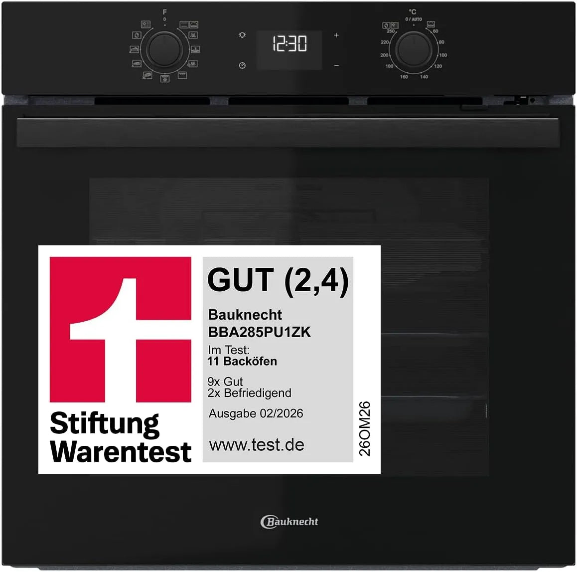 Bauknecht BBA285PU1ZK elektrische oven, 60 cm, heteluchtfunctie, Inbouwoven, heteluchtoven met 12 functies, krachtige hete lucht, multi-level koken