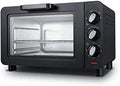 Elektrische oven, timer, elektrische mini-oven, zwart met timer, kleine voor het bakken in de caravan, 15 liter
