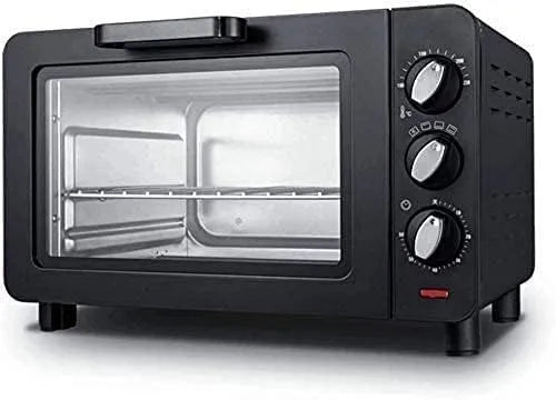 Elektrische oven, timer, elektrische mini-oven, zwart met timer, kleine voor het bakken in de caravan, 15 liter
