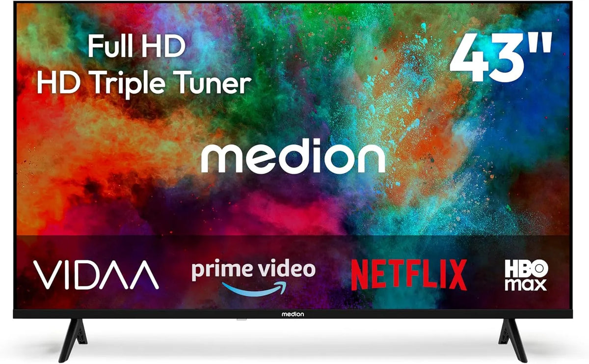 MEDION 108 MD 843102 Smart TV, 108 cm, 43 inch, Full HD, Full HD-televisie, VIDAA Store, Prime Video, HD Triple Tuner