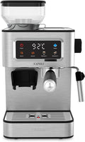 Espressomachine, 20 bar, 1350 W, 22 standen, PRIXTON Napoli met geïntegreerde maalfunctie, dubbele uitgang, verstelbare stoompan, gemalen en capsules