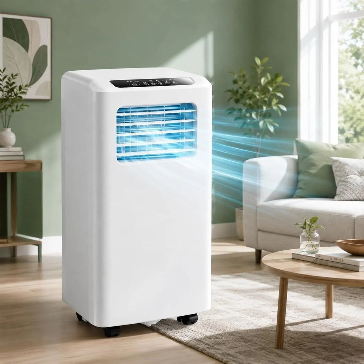 3D airconditioner, 12000 BTU, 2600W, stille werking, 12000 BTU mobiele, koelvermogen 2600W, 120° breed luchtstroom, compact ontwerp