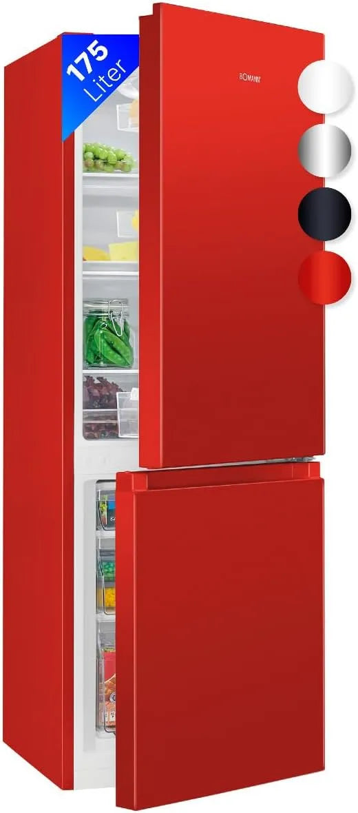 Bomann KG 320 koel-vriescombinatie, 175 l, 39 dB, 143 cm, 3 planken, stille werking, Koelkast met vriesvak 143 cm hoog, deuraanslag verwisselbaar