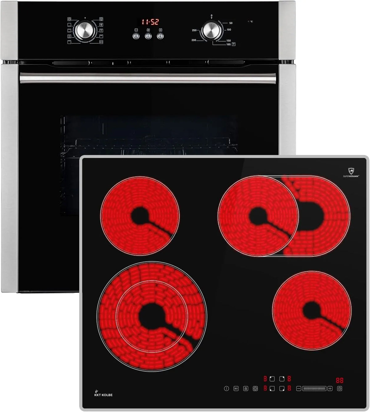 BO8805SS CH5901AL elektrische oven, timer, automatische werking, Fornuis: 60cm Inbouw oven + 59cm Keramische kookplaat, Hete lucht