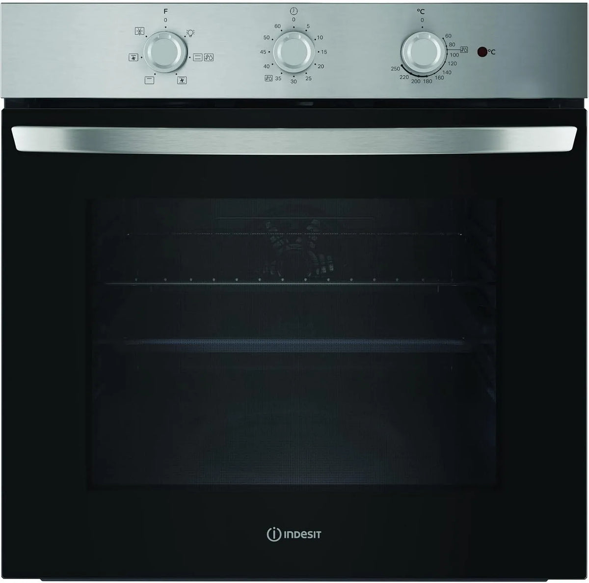 Indesit IO 2350H X elektrische oven, Inbouwoven, bakfuncties met temperatuur- en tijdregeling