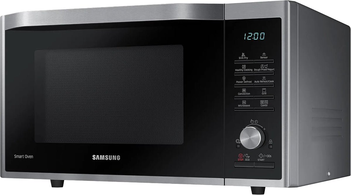 Samsung magnetron, 2100 W, MC32K7055Ct/Ec met grill, binnenruimte keramiek, HotBlast-technologie en ovenfunctie tot 200 °C, zwart en grijs