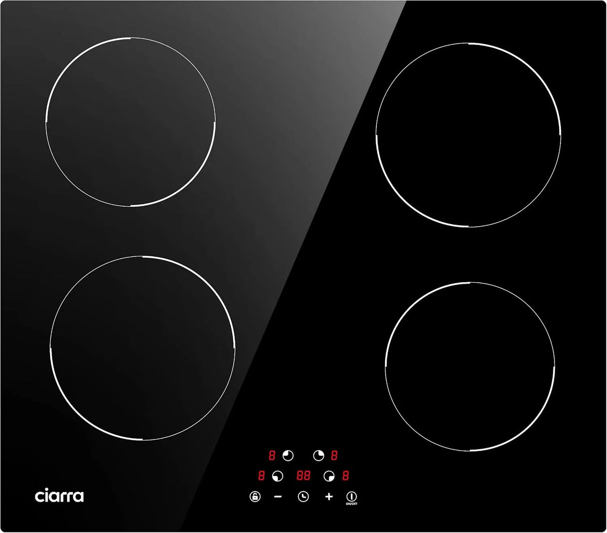 CABBIH4-D inductiekookplaat, 6000 W, 4 branders, 9 niveaus, touchbediening, timer, Ciarra