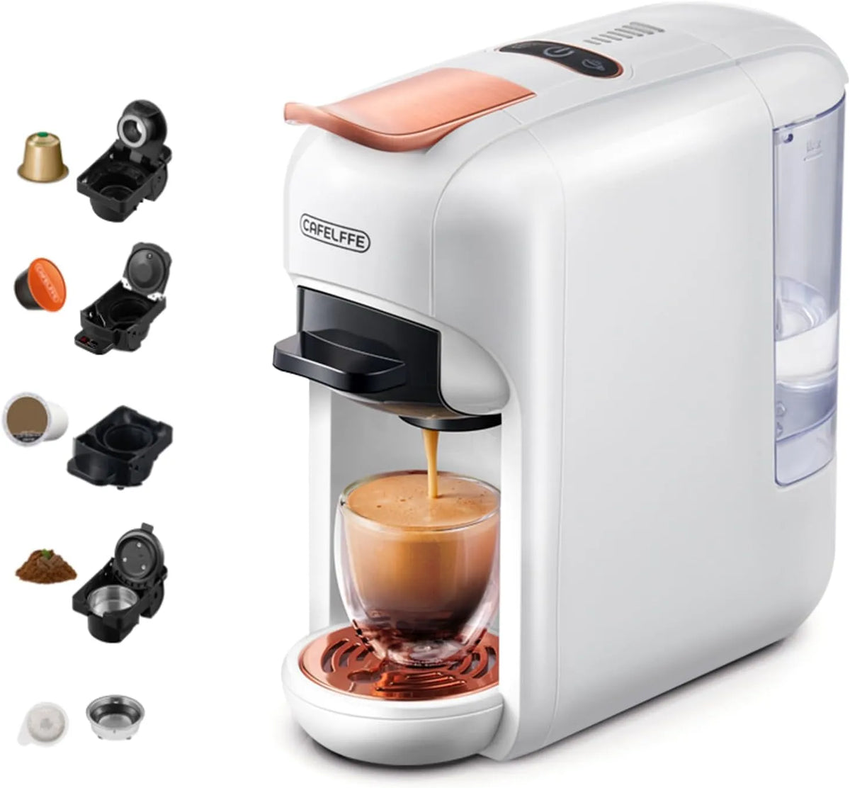 MK-606 DG/44 koffiemachine, 19 bar, 44 mm, CAFELFFE 5-in-1 capsule-capsule-koffiezetapparaat, warm-/koudgezette espressomachine, thuis/kantoor