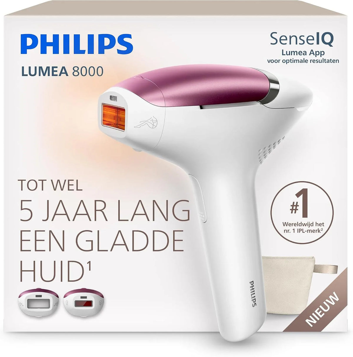 Philips BRI934/00 IPL-ontharingsapparaat, 2 opzetstukken, Lumea 8000, Langdurig alternatief voor laserontharing zoals in de salon