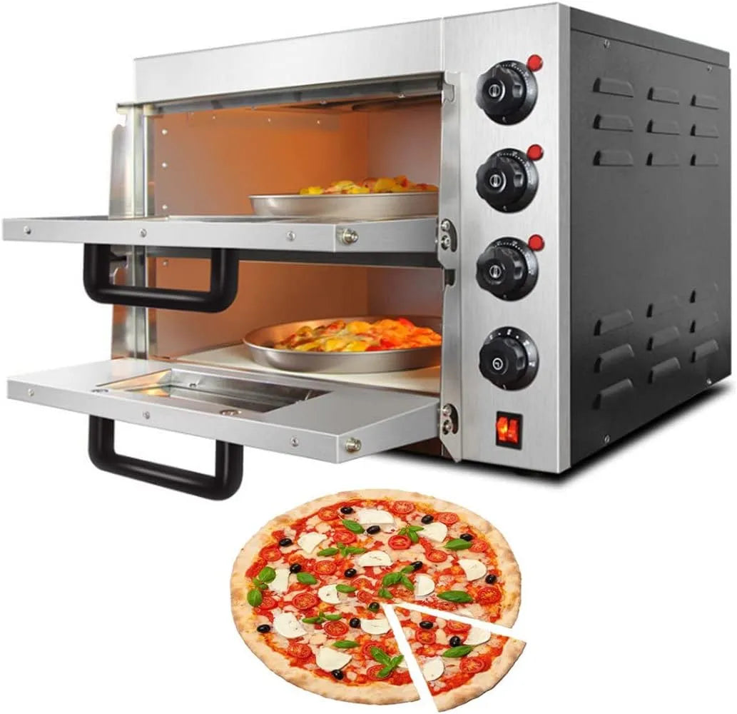 Pizzaoven, 3000w, roestvrijstalen behuizing, Commerciële Pizza Ovens Aanrecht