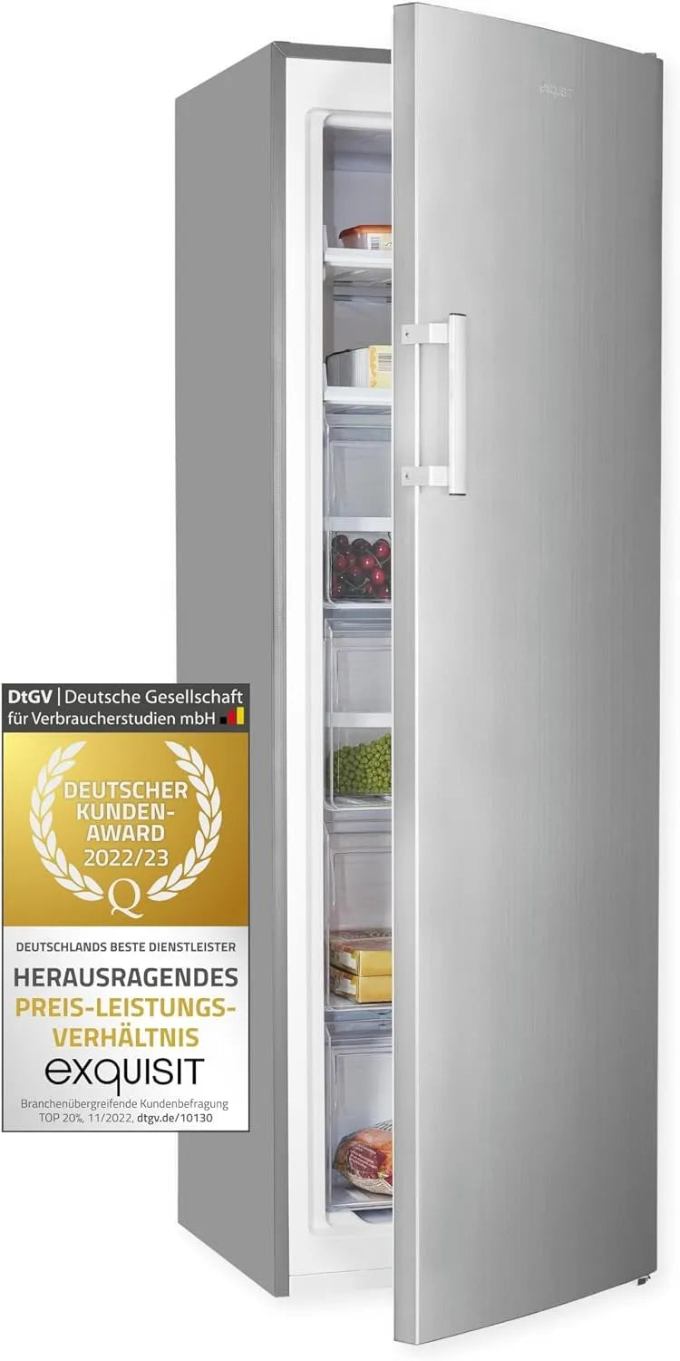 Exquisit GS271-NF-H-040D vriezer, 204 L, No Frost, No Frost-technologie, Vrieskast Inoxlook, Netto inhoud: 204 L