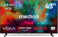MD843101 MEDION 108 Smart TV, 108 cm, Bluetooth-connectiviteit, cm 43' HD TV HDR VIDA Store Prime Video Disney+ DAZN HbbTV PVR Bluetooth HD+