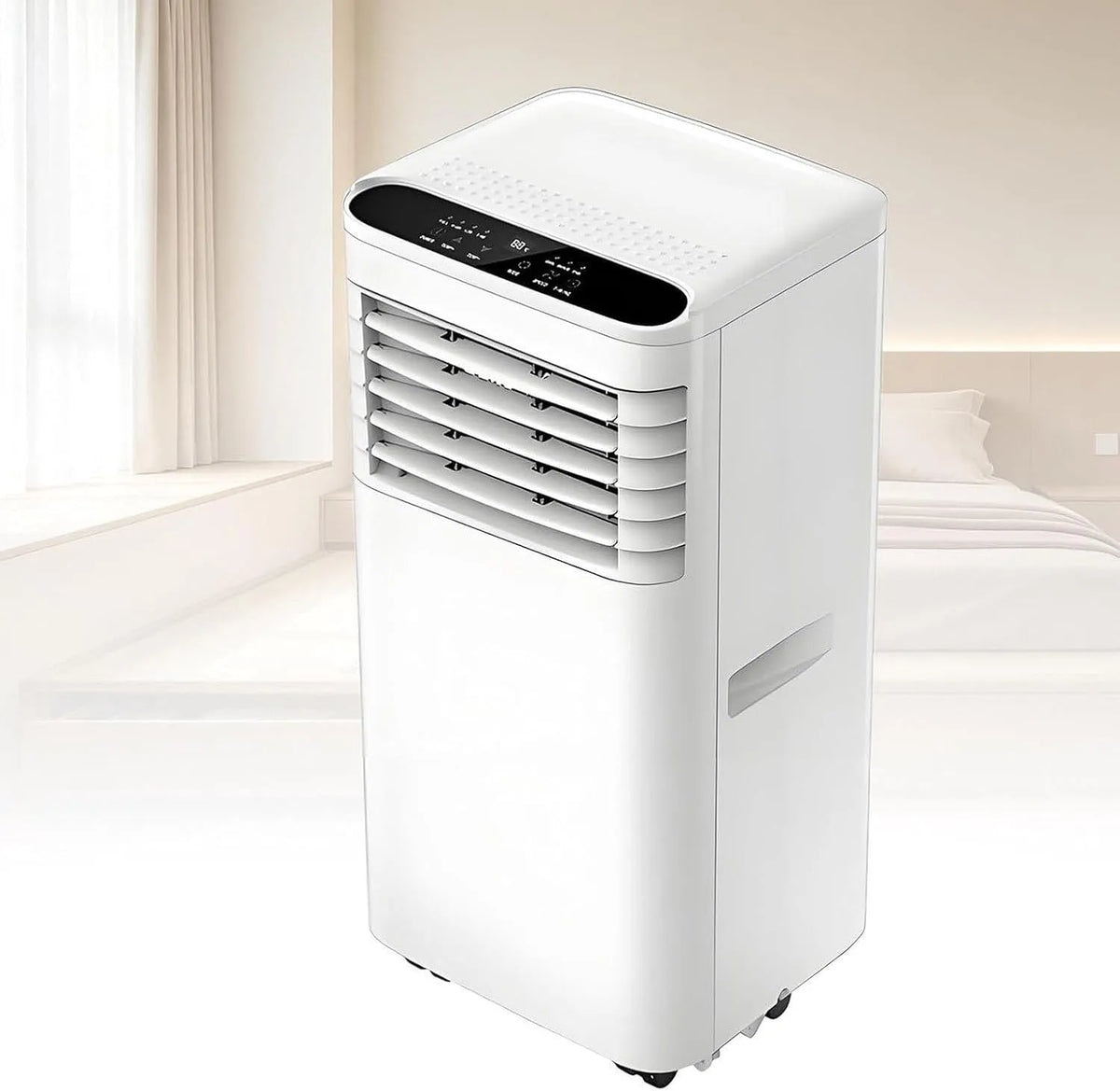 7000BTU airconditioner, timer, mobiele, 4-in-1 AC unit met afstandsbediening voor slaapkamer, 24-uurs timer, raamkit inbegrepen