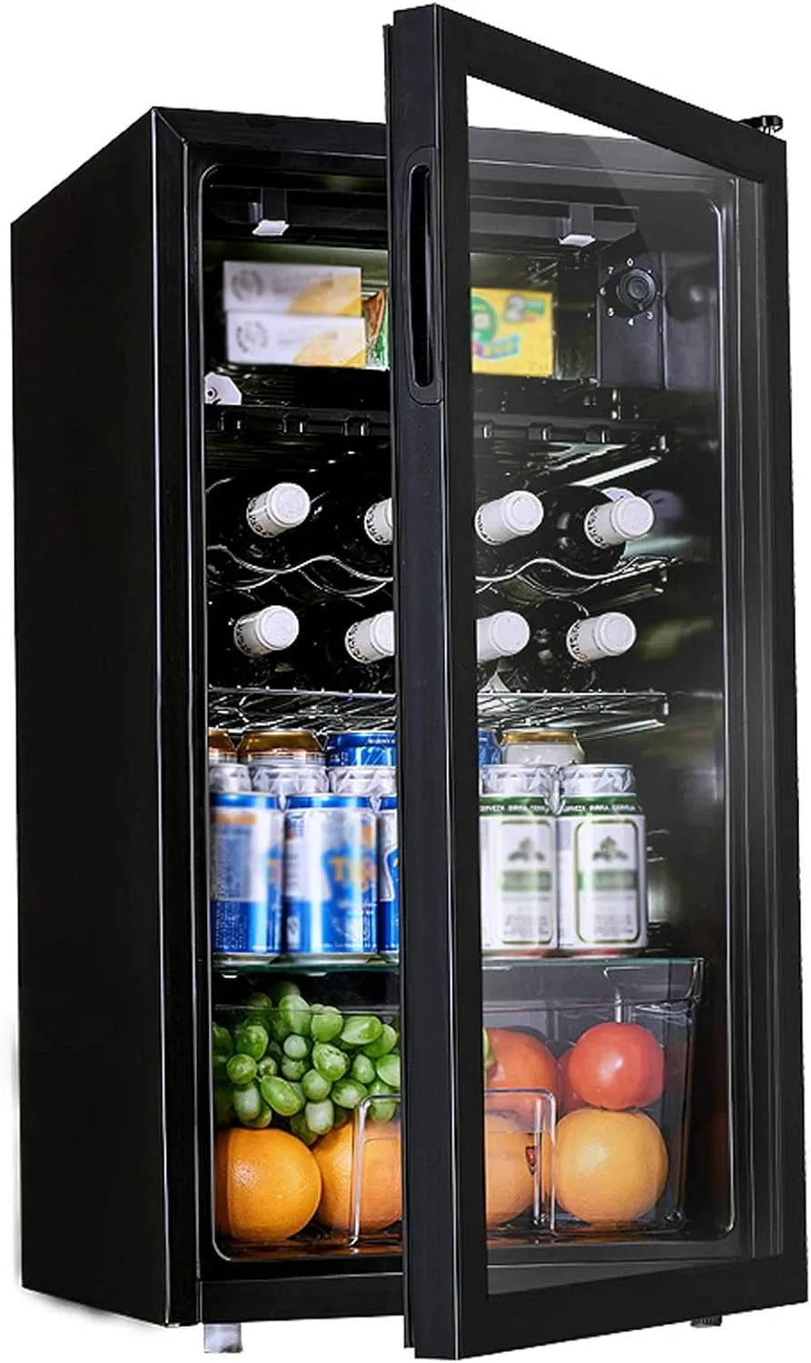 Koelkast, digitaal display, tafelblad verticale wijn-/drankkoeler met LED-displaycapaciteit wijn- en dranken voor frisdrank, bier of wijn