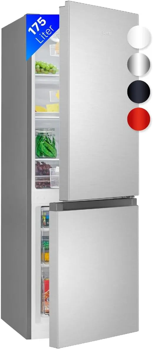 Bomann KG 320 koel-vriescombinatie, 165 l, roestvrijstalen behuizing, .2 Vrijstaand 165 l RVS