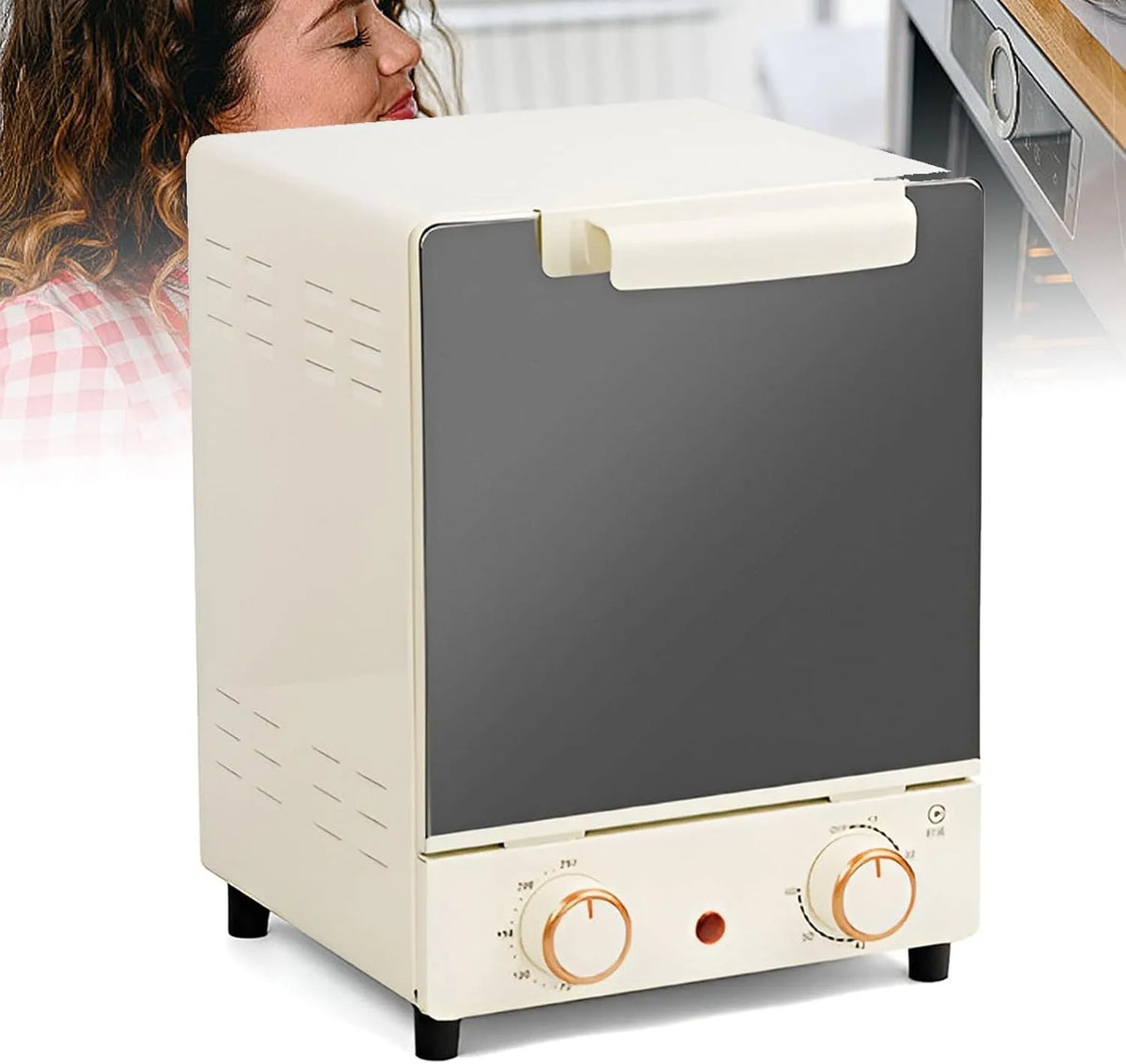 Elektrische oven, 60min, timer, heteluchtfunctie, Mini-oven Aanrecht Luchtfriteuse, 15l Verticale Slimme Heteluchtoven Met Bakplaat