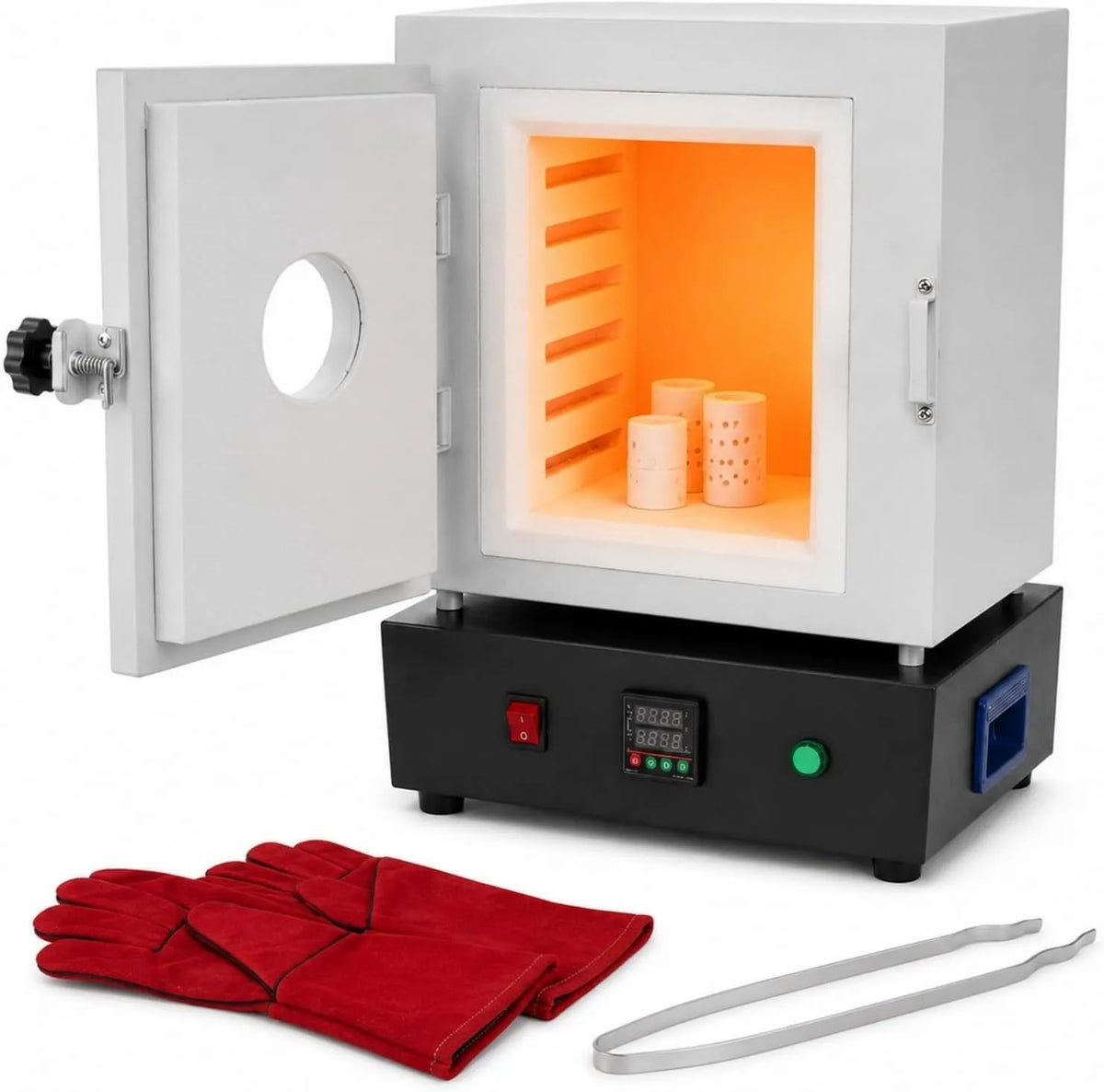 Elektrische oven, 1750W, 1750W laboratoriummoffeloven 1150°C met kijkvenster, met PID-regeling, grote kamer tafelmodel smeltoven, voor wasuitbranden