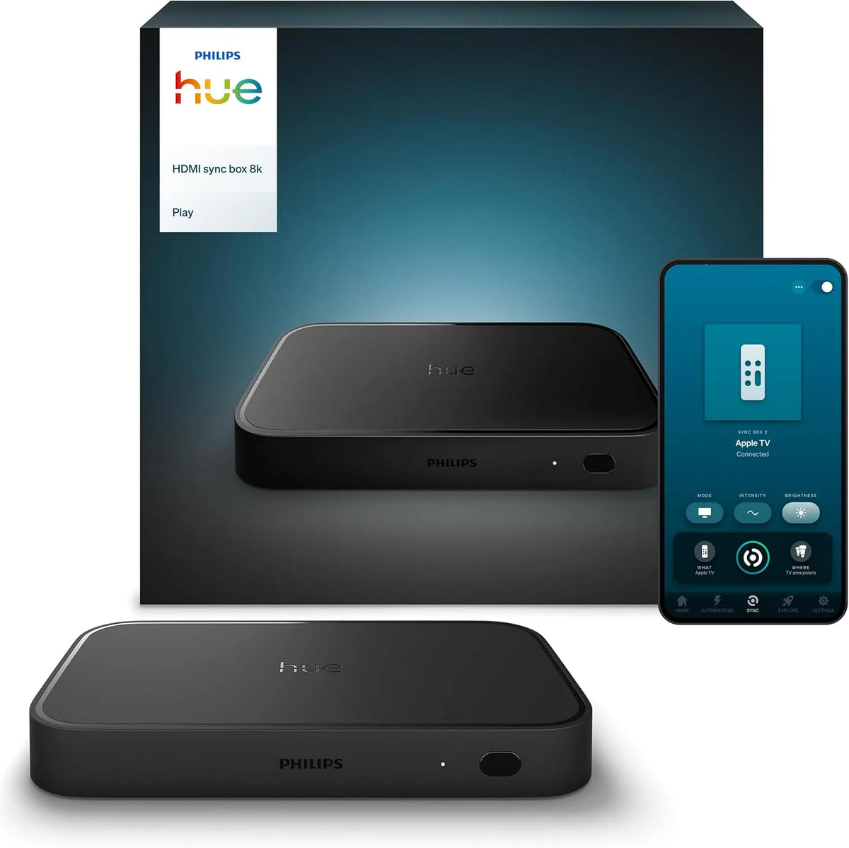 Philips HDR10 mediaspeler, Hue Play HDMI sync Box 8K, Synchroniseer tot 10 Hue lampen met je videogames, films en muziek, Hue Bridge vereist