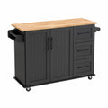 Carro de cocina móvil con cajones y puertas de madera y MDF negro