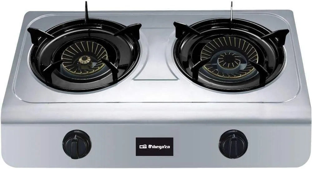 FO 2700 gaskookplaat, 7700 W, Orbegozo Gasfornuis, butaaan of propaan, 2 drievoudige branders, voor buiten