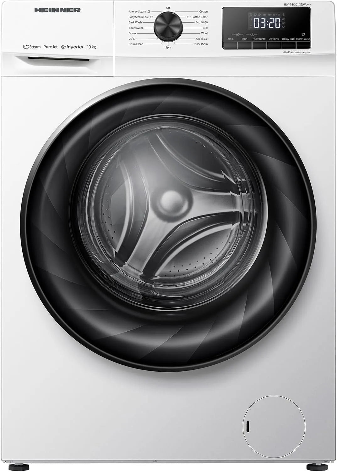 HWM-H1014INVA wasmachine, 10 KG, 72 dB, digitaal display, borstelloze motor, 5 Year Warranty