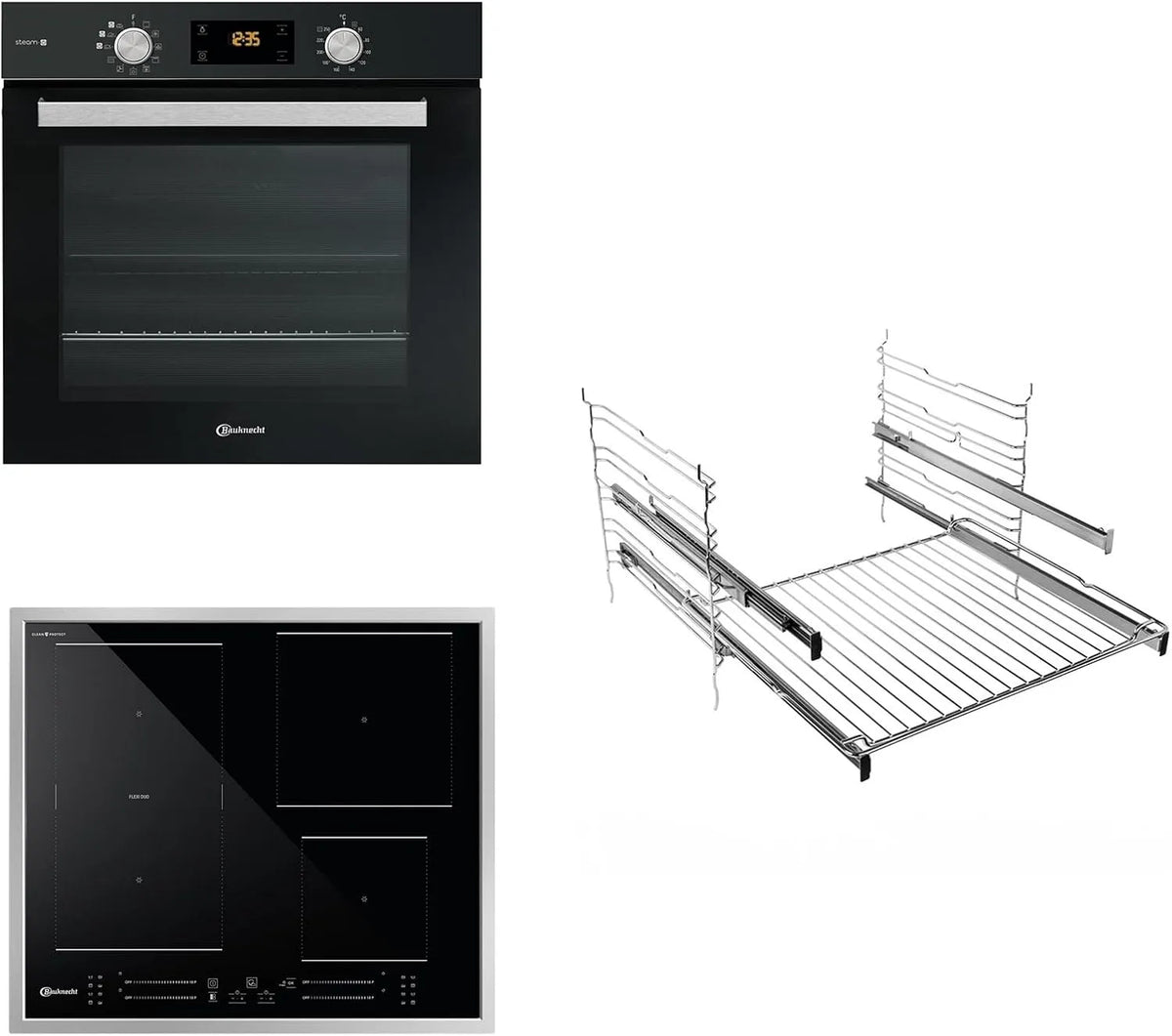 Bauknecht elektrische oven, 60 cm, stoomfunctie, BAKO BLACK STEAM PROTECT/inbouw oven-kookplaat combinatie/oven, /EEK A+/pyrolyse/multi-level koken