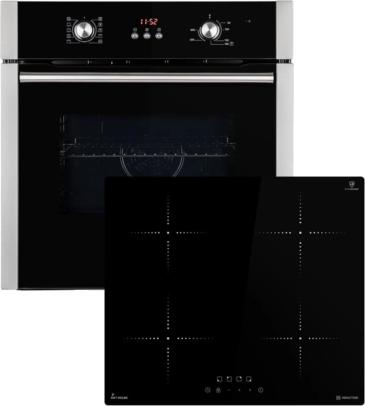 BO8805SS IH85900RL elektrische oven, timer, automatische werking, Fornuis: 60cm Inbouw oven + 59cm Inductie kookplaat, Hete lucht