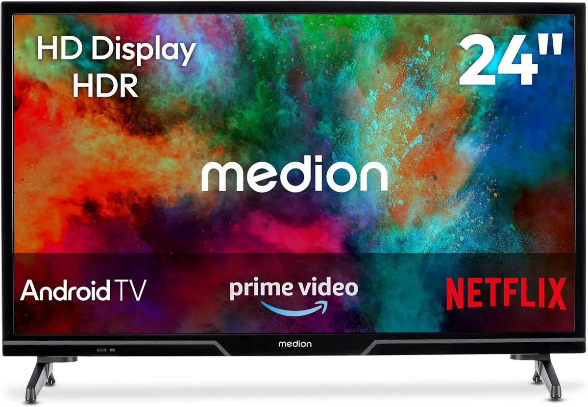 MD824100 MEDION 59 Smart TV, 59.8 cm, Bluetooth-connectiviteit, .8 cm 24' HD TV Android TV HDR Prime Video PVR Bluetooth