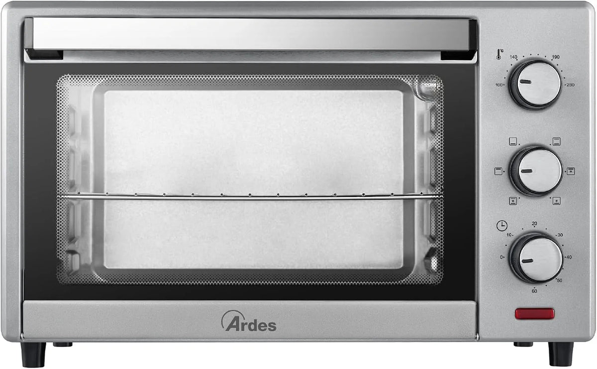 AR6226S elektrische oven, timer, Ardes, inhoud 25 liter, dubbel glas, model zilver