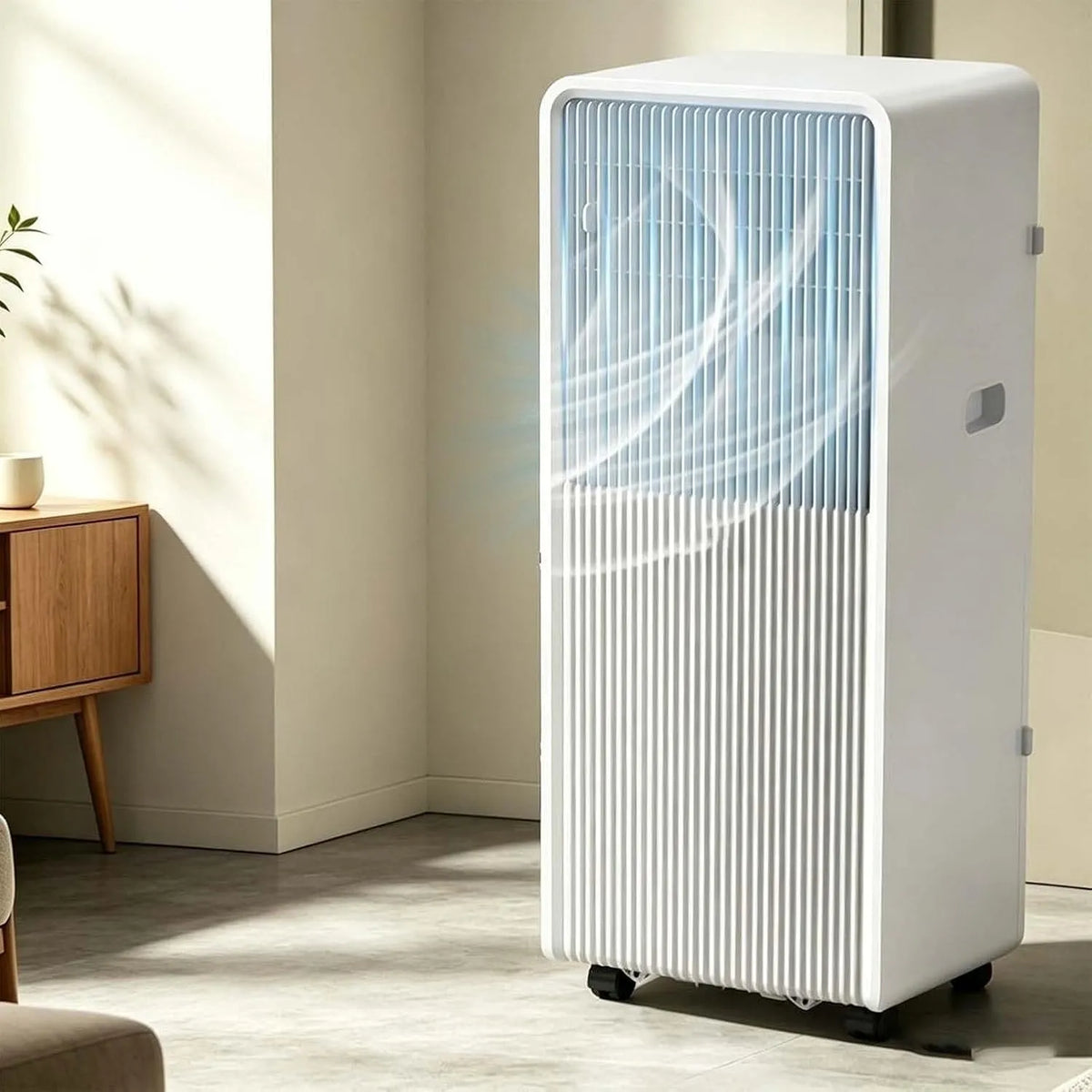 Airconditioner, invertermotor, koel- en verwarmingsfunctie, Draagbare Mobiele AC met Inverter, Slimme Bediening, Stof Filter & 360° Wiel voor Thuis