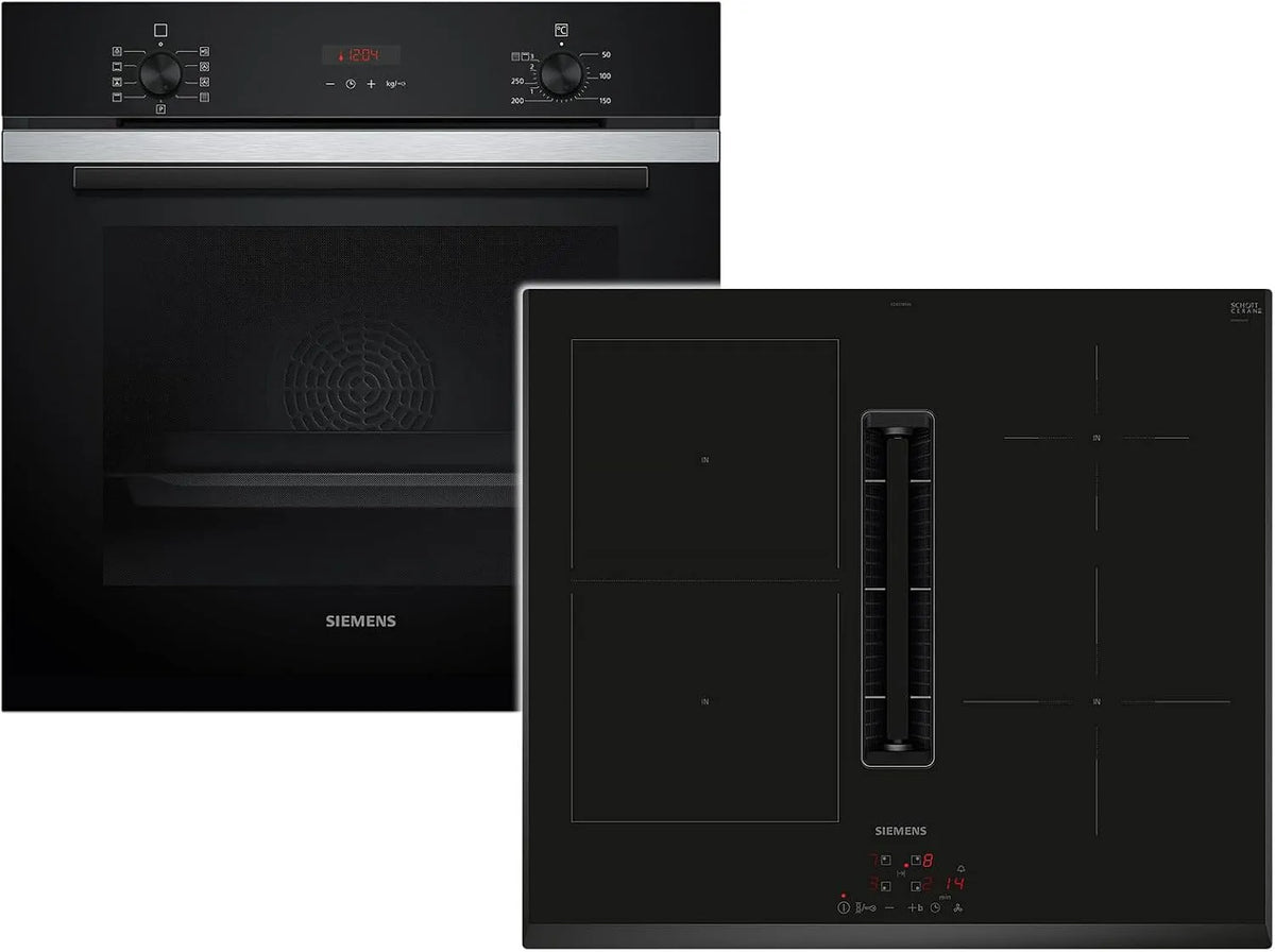 Siemens PQ226EA51Z HB271ABB3 elektrische oven, Set Pyrolyse oven Deep black inox + inductiekookplaat afzuigkap ED651BS16E