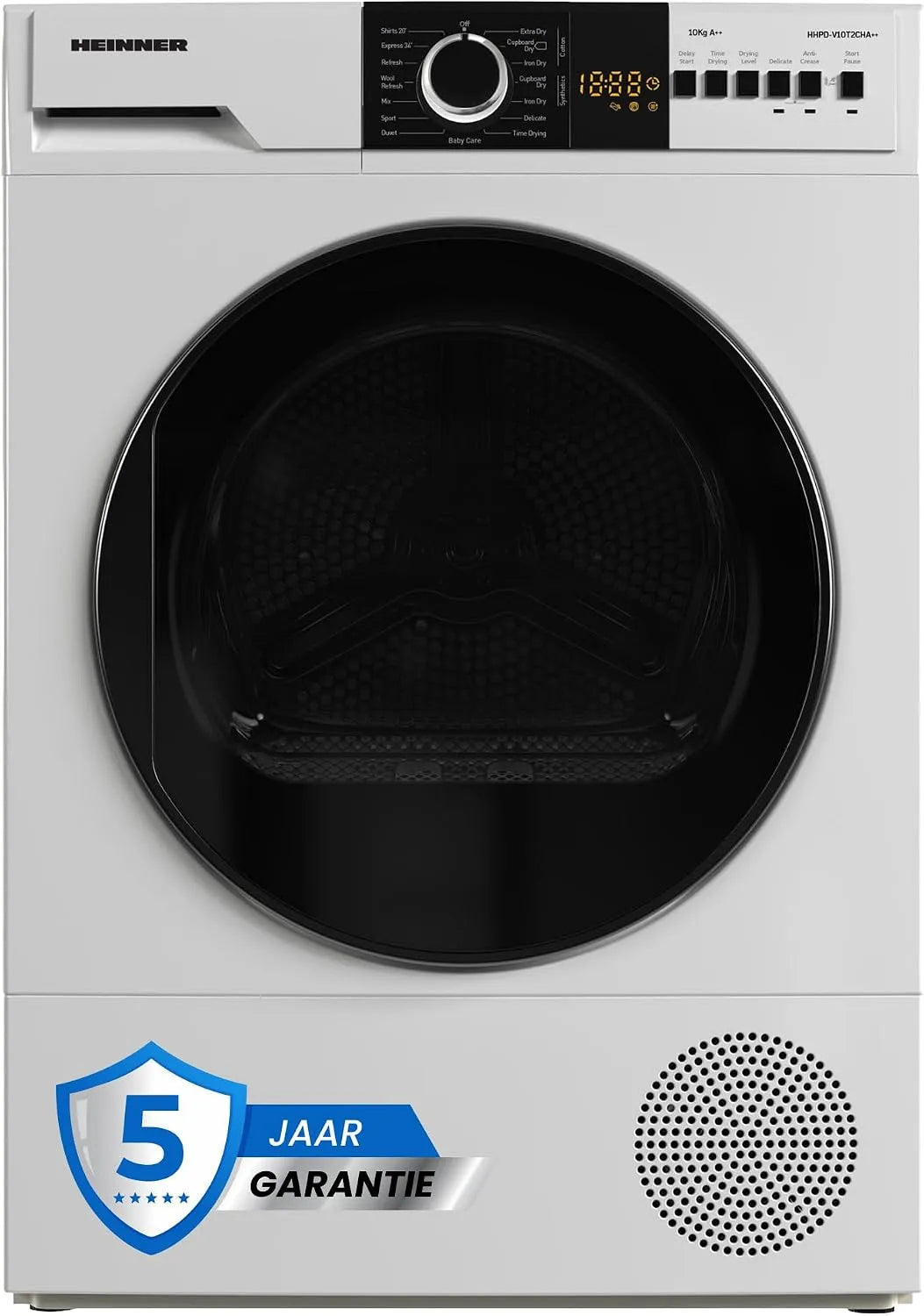 HHPD-V10T2CHA warmtepomp, 10 KG, digitaal display, ++ droger, elektrische verwarming en warmwaterbereiding