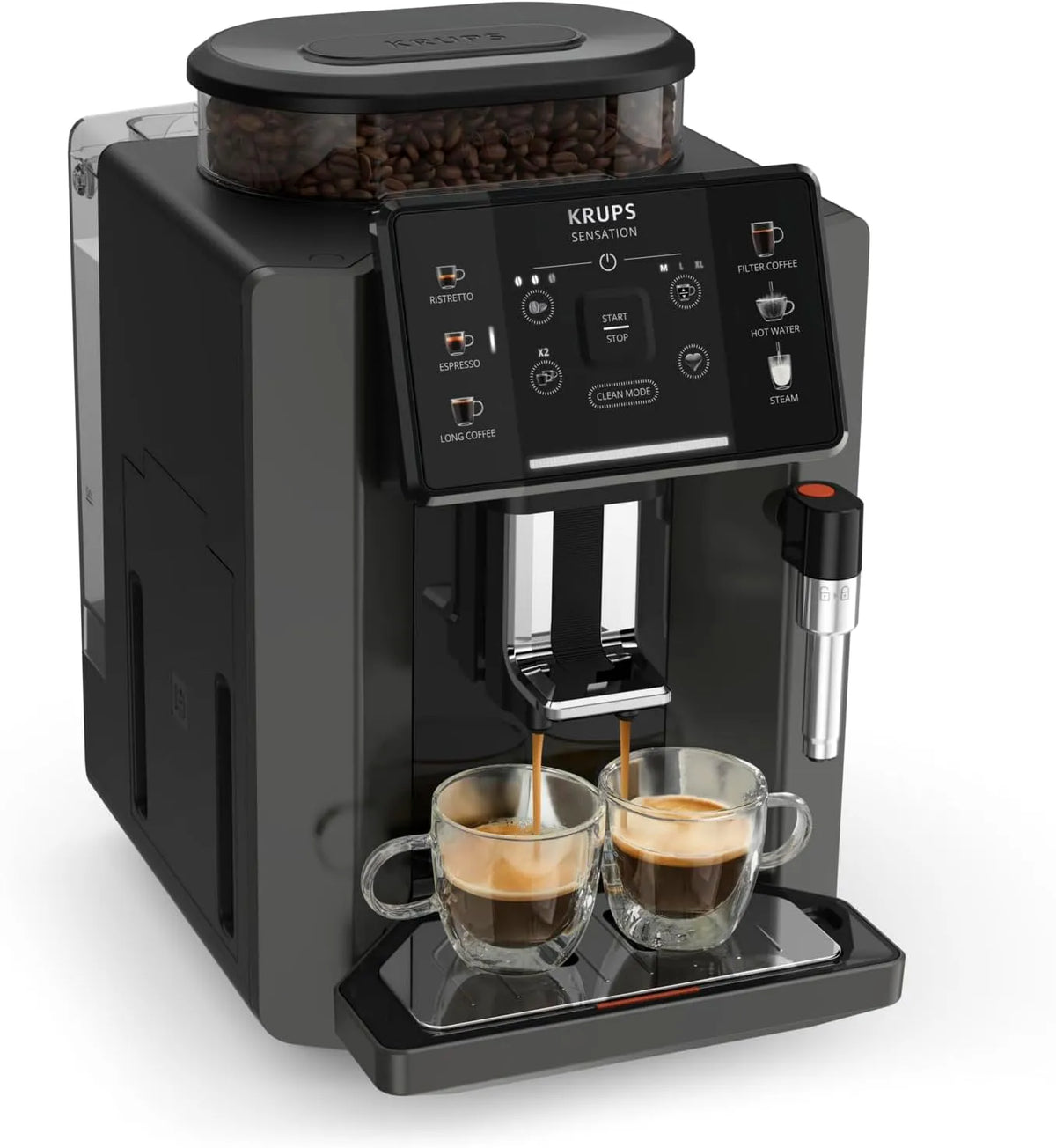 Krups EA9108 espressomachine, automatische werking, Sensation volautomatische coal/zwart