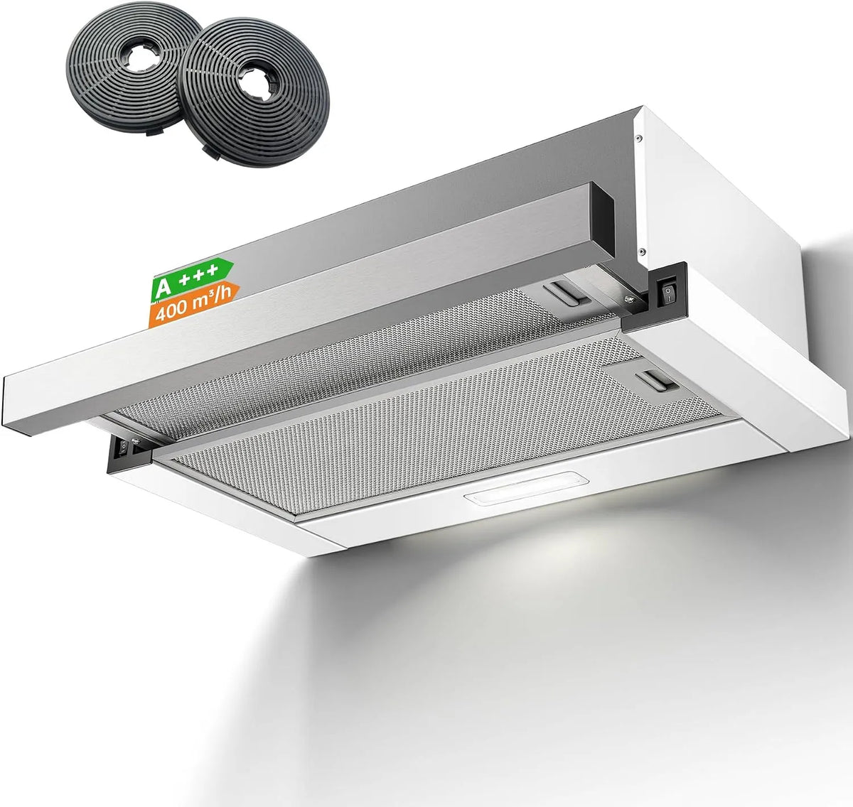 Afzuigkap, 400 m3/h, 60 cm, keukenventilatie met instelbare afzuigstanden