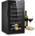 Wijnkoelkast, touchbediening, digitaal display, Wintem voor 24 Flessen 70L met Temperatuurregeling 5-18°C, Mini Wooler, Elegant Modern Design