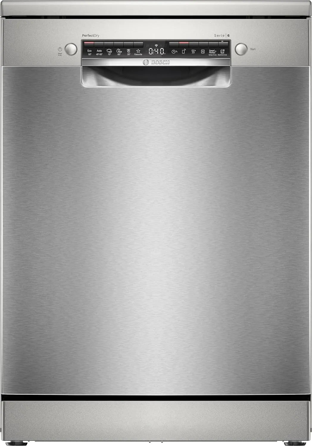 Bosch SMS6ZCI10E vaatwasser, Serie 6 Smart 14 couverts staal, automatische programma's voor servies